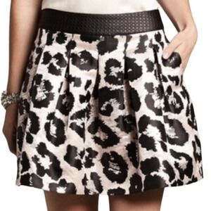NWT BR Monogram Pleat Metallic Leopard Print‎ Skirt size 6